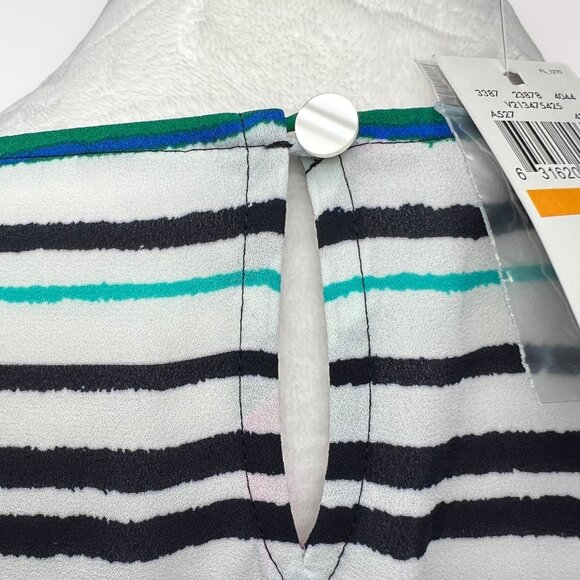 Van Heusen Multicolor Stripe Short Sleeve Crepe Blouse Small NWT - Picture 9 of 11